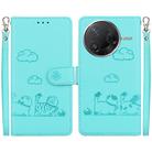 For Redmi K80 / K80 Pro / Xiaomi Poco F7 Pro Cute Cats RFID Leather Phone Case(Green) - 1