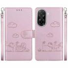 For Redmi A5 4G 171.7mm Cute Cats RFID Leather Phone Case(Rose Gold) - 1