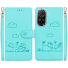 For Redmi A5 4G 171.7mm Cute Cats RFID Leather Phone Case(Green) - 1