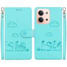 For Redmi 15C 4G 173.1mm / 15C 5G 173.1mm Cute Cats RFID Leather Phone Case(Green) - 1