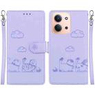 For Redmi 15C 4G 173.1mm / 15C 5G 173.1mm Cute Cats RFID Leather Phone Case(Purple) - 1