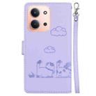 For Redmi 15C 4G 173.1mm / 15C 5G 173.1mm Cute Cats RFID Leather Phone Case(Purple) - 3