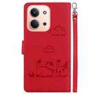 For Redmi 15C 4G 173.1mm / 15C 5G 173.1mm Cute Cats RFID Leather Phone Case(Red) - 3