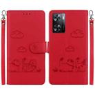 For Realme V23 Cute Cats RFID Leather Phone Case(Red) - 1