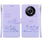 For Realme 11 Pro 5G Cute Cats RFID Leather Phone Case(Purple) - 1