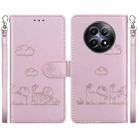 For Realme 12 5G Cute Cats RFID Leather Phone Case(Rose Gold) - 1