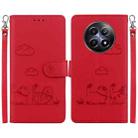 For Realme 12 5G Cute Cats RFID Leather Phone Case(Red) - 1