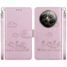 For Realme 12 Pro+ Global Cute Cats RFID Leather Phone Case(Rose Gold) - 1