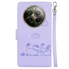 For Realme 12 Pro+ Global Cute Cats RFID Leather Phone Case(Purple) - 3