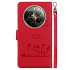 For Realme 12 Pro+ Global Cute Cats RFID Leather Phone Case(Red) - 3