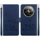 For Realme 12 Pro+ Global Cute Cats RFID Leather Phone Case(Blue) - 1