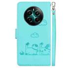 For Realme 12+ Cute Cats RFID Leather Phone Case(Green) - 3