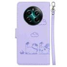 For Realme 12+ Cute Cats RFID Leather Phone Case(Purple) - 3