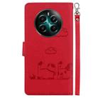 For Realme 12+ Cute Cats RFID Leather Phone Case(Red) - 3