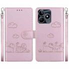 For Realme C53 Cute Cats RFID Leather Phone Case(Rose Gold) - 1