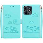 For Realme C53 Cute Cats RFID Leather Phone Case(Green) - 1