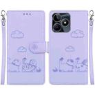 For Realme C53 Cute Cats RFID Leather Phone Case(Purple) - 1