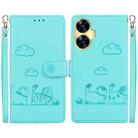 For Realme C55 Cute Cats RFID Leather Phone Case(Green) - 1