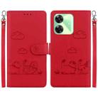 For Realme C61 Cute Cats RFID Leather Phone Case(Red) - 1