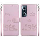 For Realme C65 4G Cute Cats RFID Leather Phone Case(Rose Gold) - 1