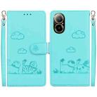 For Realme C67 4G Global Cute Cats RFID Leather Phone Case(Green) - 1