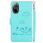 For Realme C67 4G Global Cute Cats RFID Leather Phone Case(Green) - 3