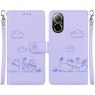 For Realme C67 4G Global Cute Cats RFID Leather Phone Case(Purple) - 1