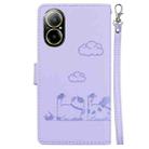 For Realme C67 4G Global Cute Cats RFID Leather Phone Case(Purple) - 3