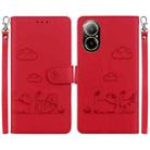 For Realme C67 4G Global Cute Cats RFID Leather Phone Case(Red) - 1