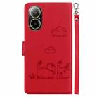 For Realme C67 4G Global Cute Cats RFID Leather Phone Case(Red) - 3