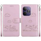 For Realme GT 6 Cute Cats RFID Leather Phone Case(Rose Gold) - 1