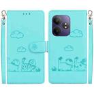 For Realme GT 6 Cute Cats RFID Leather Phone Case(Green) - 1