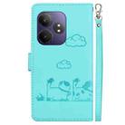 For Realme GT 6 Cute Cats RFID Leather Phone Case(Green) - 3