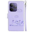 For Realme GT 6 Cute Cats RFID Leather Phone Case(Purple) - 3