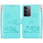 For Realme C75 Cute Cats RFID Leather Phone Case(Green) - 1