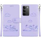 For Realme C75 Cute Cats RFID Leather Phone Case(Purple) - 1