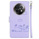 For Realme 13+ Global Cute Cats RFID Leather Phone Case(Purple) - 3