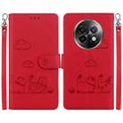 For Realme 13+ Global Cute Cats RFID Leather Phone Case(Red) - 1