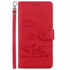 For Realme 13+ Global Cute Cats RFID Leather Phone Case(Red) - 2