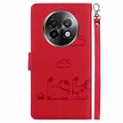 For Realme 13+ Global Cute Cats RFID Leather Phone Case(Red) - 3