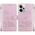 For Realme 14 Cute Cats RFID Leather Phone Case(Rose Gold) - 1