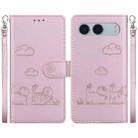 For OnePlus Nord 4 Cute Cats RFID Leather Phone Case(Rose Gold) - 1