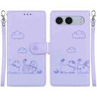 For OnePlus Nord 4 Cute Cats RFID Leather Phone Case(Purple) - 1