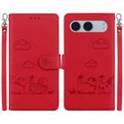 For OnePlus Nord 4 Cute Cats RFID Leather Phone Case(Red) - 1