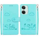 For OnePlus Nord 3 Cute Cats RFID Leather Phone Case(Green) - 1