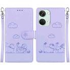 For OnePlus Nord 3 Cute Cats RFID Leather Phone Case(Purple) - 1