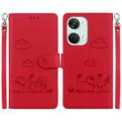 For OnePlus Nord 3 Cute Cats RFID Leather Phone Case(Red) - 1