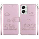 For OnePlus Nord 2T Cute Cats RFID Leather Phone Case(Rose Gold) - 1