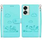 For OnePlus Nord 2T Cute Cats RFID Leather Phone Case(Green) - 1