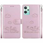 For OnePlus Nord CE 2 Lite 5G Cute Cats RFID Leather Phone Case(Rose Gold) - 1